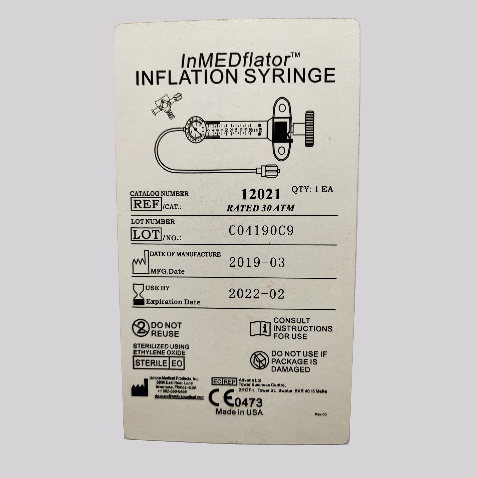 Ultrateb Inflation Syringe InMEDflator